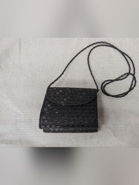 Inge Christopher Black Beaded Evening Bag Women's Shoulder Purse